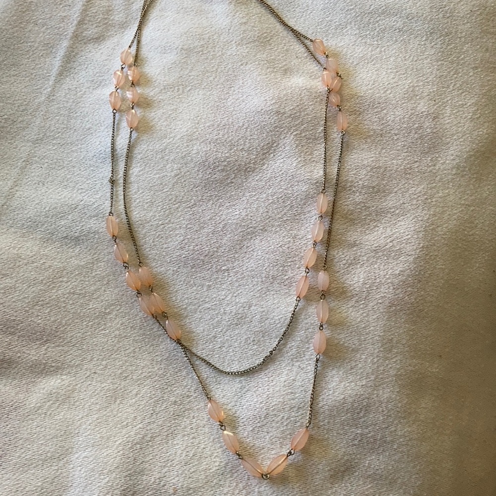 Pink beaded layered necklace